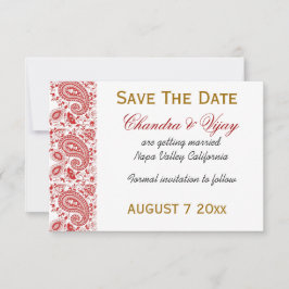 Reserve A Data Casamento de salvar a data de paisley vermelho e b