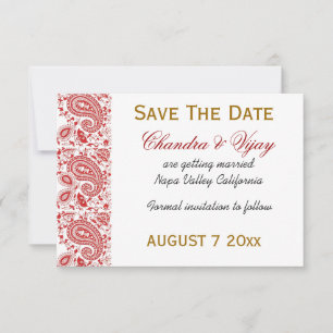 Reserve A Data Casamento de salvar a data de paisley vermelho e b