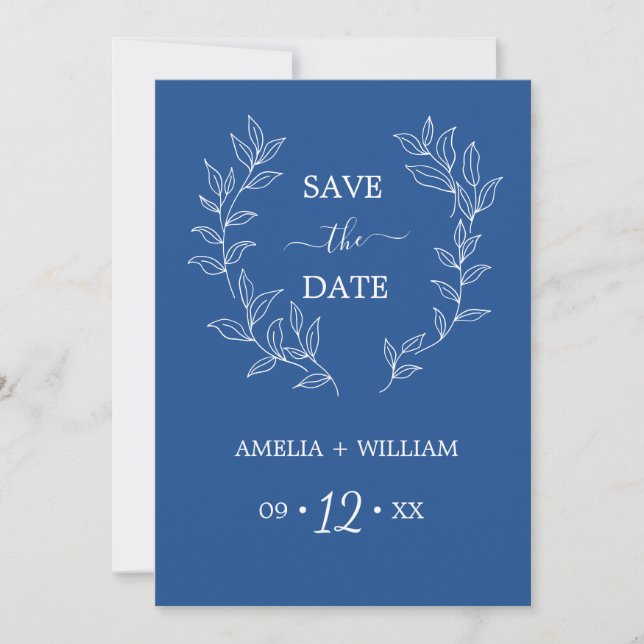 Reserve A Data Casamento de Save the Date de Monograma de Folha M (Frente)