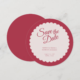 Reserve A Data Casamento de Scallop de Script Cor-de-Rosa Negrito