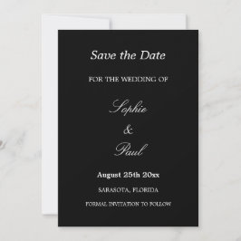 Reserve A Data Casamento de Script Branco Preto Elegante Salve a 