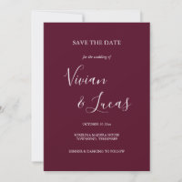 Casamento de Script Burgundy Salve a Data