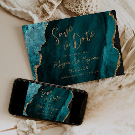 Reserve A Data Casamento de Script de Agato Azul Teal Salva a Dat