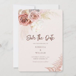 Reserve A Data Casamento de Script de Grama de Pampas de Aquarela