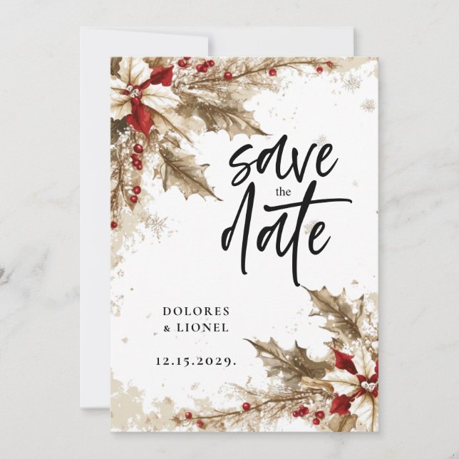 Reserve A Data Casamento de Script de Natal Salve a data (Frente)