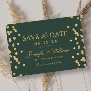 Reserve A Data Casamento de Script Elegante Confetti Emerald Gree