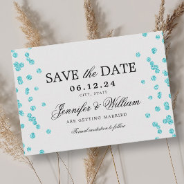 Reserve A Data Casamento de Script Elegante Confetti Turquoise