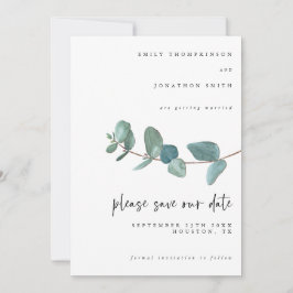 Reserve A Data Casamento de Script Eucalyptus Azul Elegante