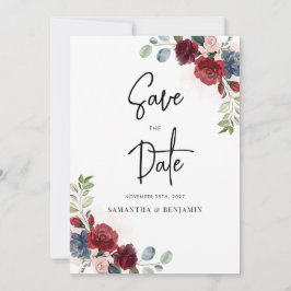 Reserve A Data Casamento de Script Floral de Burgundy