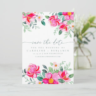 Reserve A Data Casamento de Script Floral de Cor de Água Rosa Ele