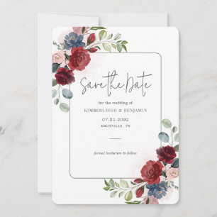 Reserve A Data Casamento de Script Floral de Watercolor