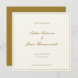 Reserve A Data Casamento de Script Formal Dourado de Ochre Elegan
