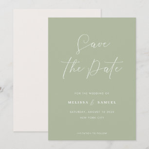 Reserve A Data Casamento de Script Manuscrito em Verde do Modern 