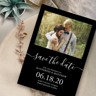 Reserve A Data Casamento de Script Preto e Branco Salvar a Data