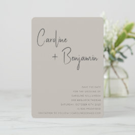 Reserve A Data Casamento de Script Simples Russo Boho Taupe Moder