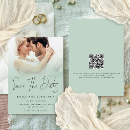 Reserve A Data Casamento de Script Verde de Sage QR Sage com Sobr
