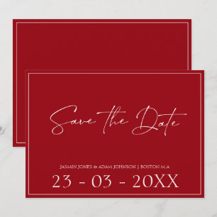 Reserve A Data Casamento De Script Vermelho De Crimson Mínimo Sal