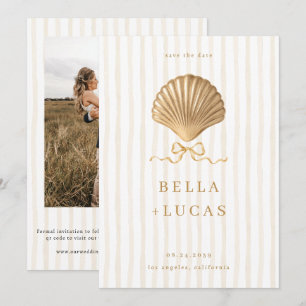 Reserve A Data Casamento de Seashell Dourado Luxuoso da Costa 