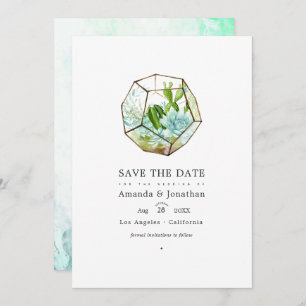 Reserve A Data Casamento de Succulents de Vidro Aquoso
