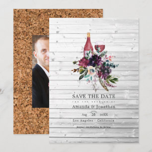 Reserve A Data Casamento de Tasting de Vinho Tinto Roxo Boho Rúst
