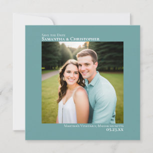 Reserve A Data Casamento de Teal de Foto Mínimo Quadrado em Esqua