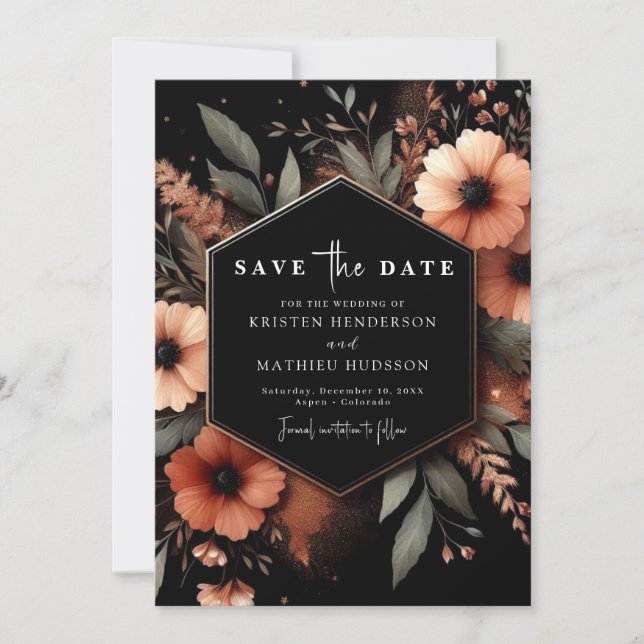 Reserve A Data Casamento de Terracotta Simples Botânico (Frente)