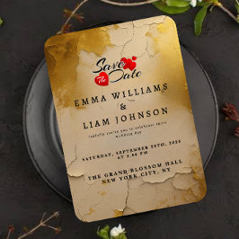 Reserve A Data Casamento de Textura Crachada com Folha de Ouro El