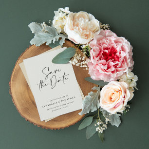 Reserve A Data Casamento de tipografia de creme preto manuscrito