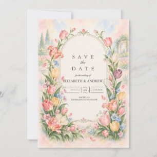 Reserve A Data Casamento de Tulipas Românticas em Aquarela