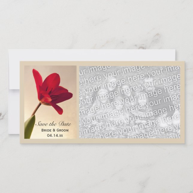 Reserve A Data Casamento de Tulipas Vermelhas Elegante Salvar a D (Frente)