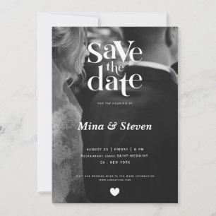 Reserve A Data Casamento de uma foto preto e branco elegante