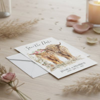 Casamento de Vaca das Terras Altas em Aquarela 