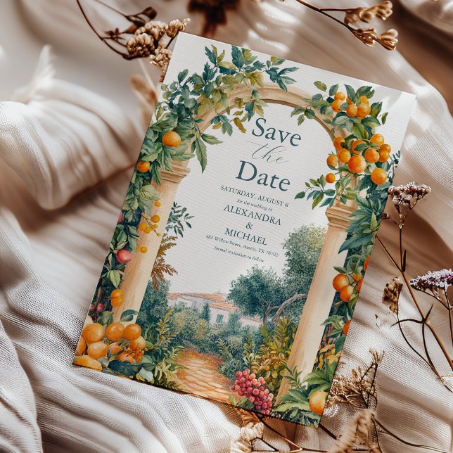 Reserve A Data Casamento de Verão Chic Lemon Mediterrânica (Criador carregado)