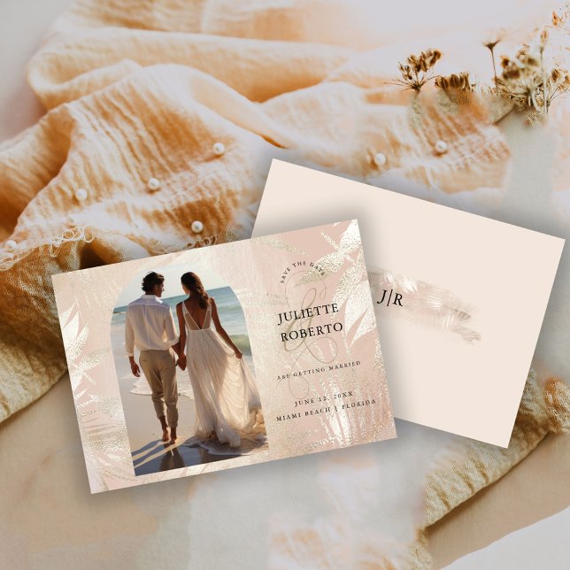 Reserve A Data Casamento de Verão com Folha de Palmeira Tropical  (Criador carregado)