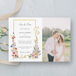 Reserve A Data Casamento de Verão com Primavera de flor selvagem