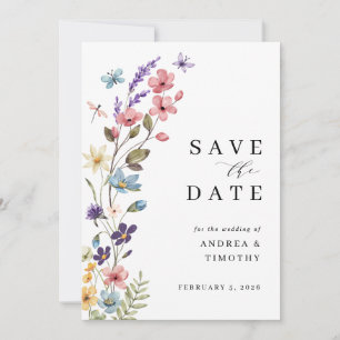 Reserve A Data Casamento de Verão com Primavera de flor selvagem