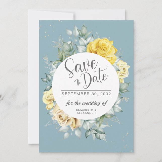 Reserve A Data Casamento de verão com vegetação amarela (Frente)