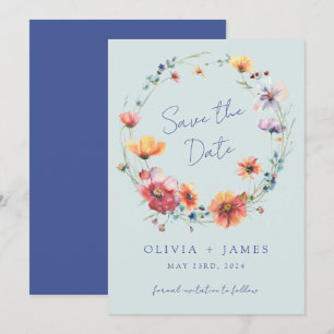 Reserve A Data Casamento de Verão de Blue Wildflower