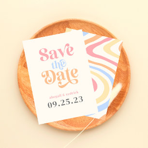 Reserve A Data Casamento de Verão de Pastel minimalista retrô-mod