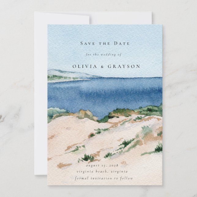 Reserve A Data Casamento de Verão Moderno na Praia do Oceano Salv (Frente)