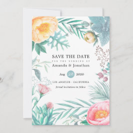 Reserve A Data Casamento de Verão Tropical Floral na Praia