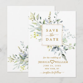 Reserve A Data Casamento de Verde Eucalipto em Aquarela Elegante