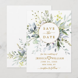 Reserve A Data Casamento de Verde Eucalipto em Aquarela Elegante