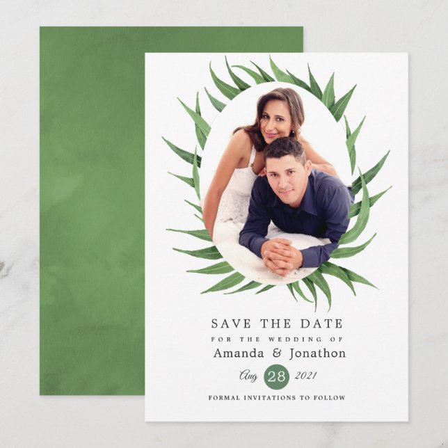 Reserve A Data Casamento de Verdor da Floresta Silvestre (Frente/Verso)