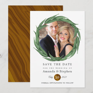 Reserve A Data Casamento de Verdura Florestal de Madeira Rústica