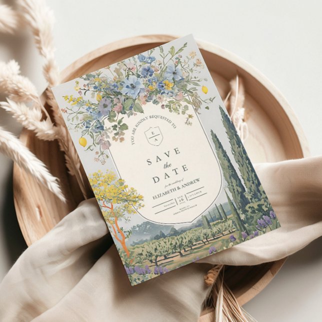 Reserve A Data Casamento de Vinha do Mediterrâneo com Limão de Fl (Criador carregado)