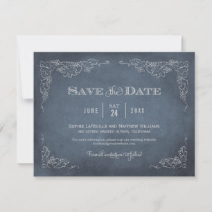 Reserve A Data Casamento de Vintage Marinho Rustic Blue Vintage