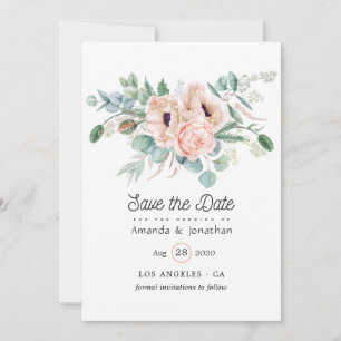 Reserve A Data Casamento de Watercolor Boho Eucalyptus Poppy