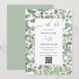 Reserve A Data Casamento de Watercolor Eucalyptus Greenery Blosso