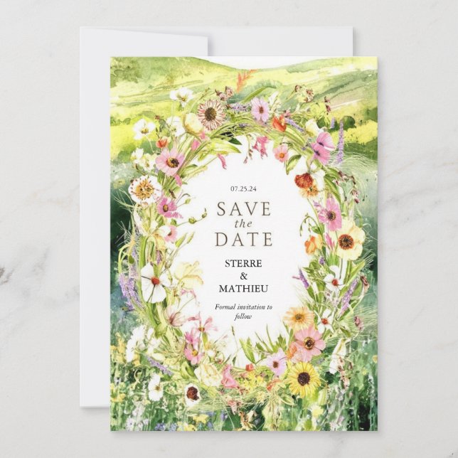 Reserve A Data Casamento de Watercolor Whimsy Wildflower (Frente)